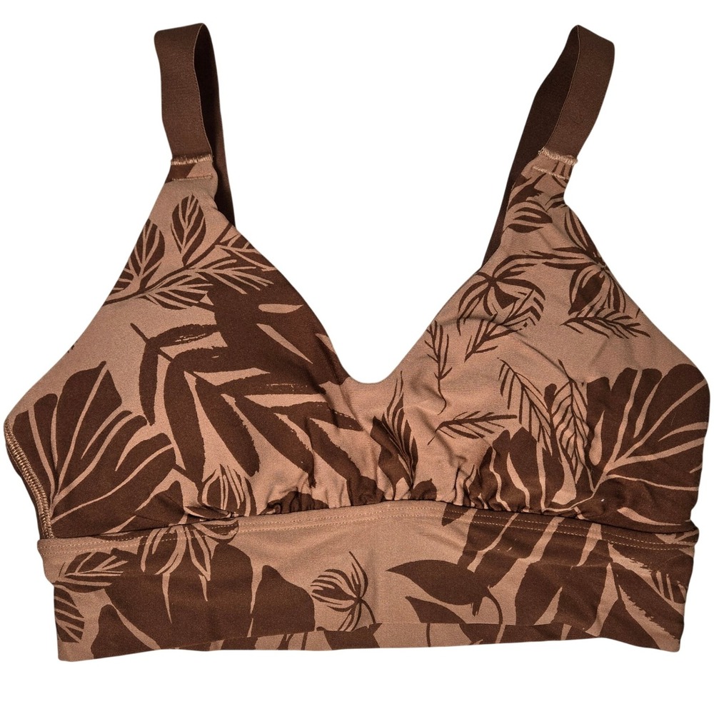 Aerie OFFLINE Tropical‎ Leaf Print Ballet Back Sports Bra Medium Support S NWT
